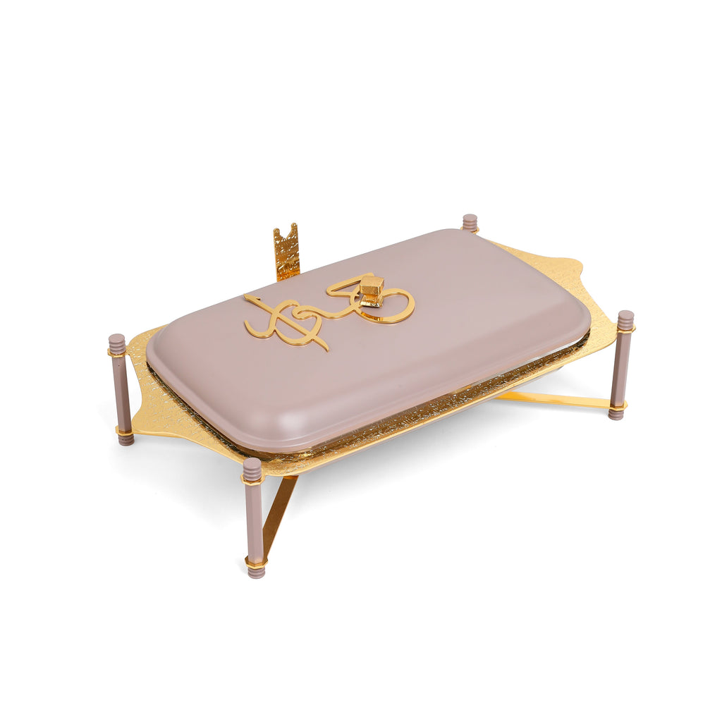 Jiwar Large Twin Candle Pyrex Chafer – Lavender & Gold, Party Buffet Food Warmer