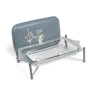 Jiwar Large Twin Candle Pyrex Chafer – Haze Blue & Silver, Premium Buffet Food Warmer