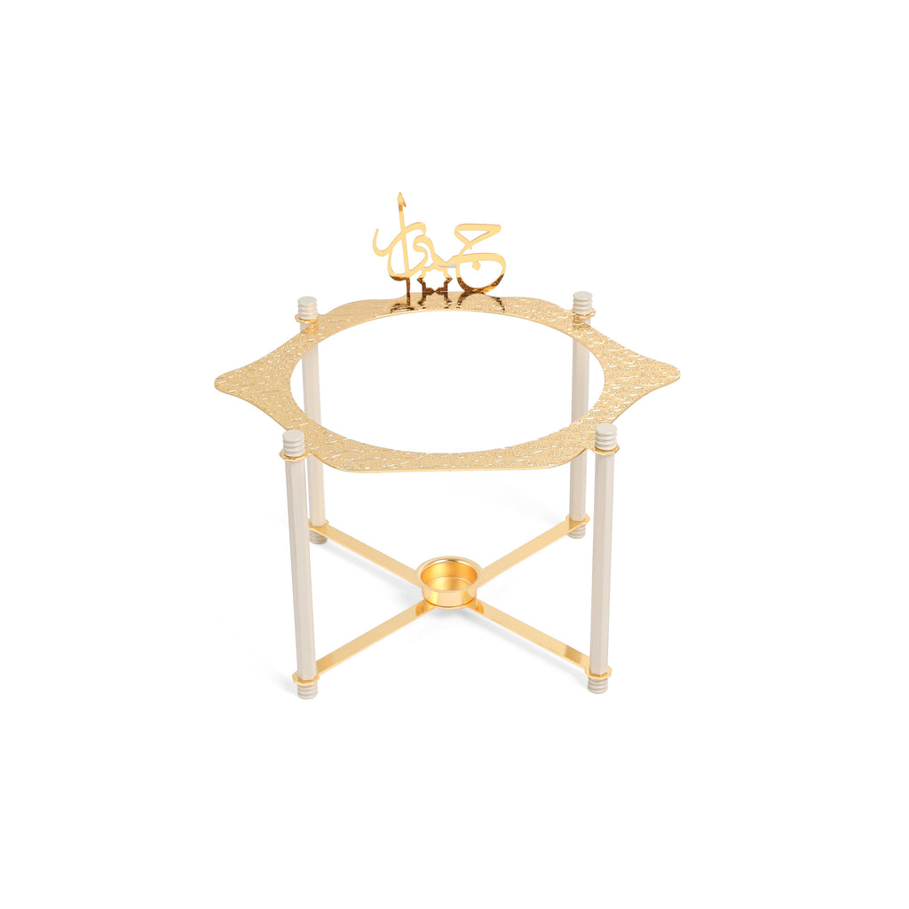 Jiwar Deluxe Gold Engraved Soup Buffet Beige & Gold | Luxury Serveware