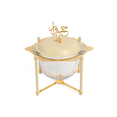 Jiwar Deluxe Gold Engraved Soup Buffet Ivory & Gold | Luxury Serveware