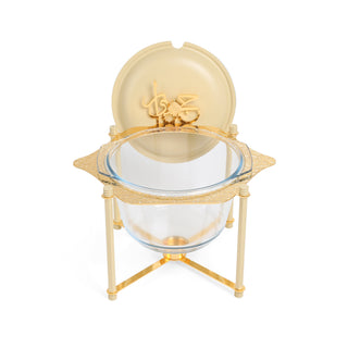 Jiwar Deluxe Gold Engraved Soup Buffet Ivory & Gold | Luxury Serveware