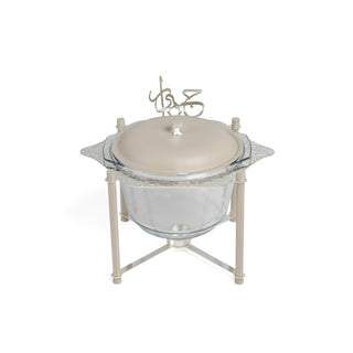 Jiwar Deluxe Gold Engraved Soup Buffet Beige & Silver | Luxury Serveware