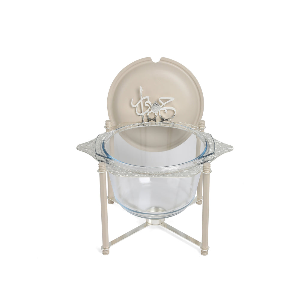 Jiwar Deluxe Gold Engraved Soup Buffet Beige & Silver | Luxury Serveware