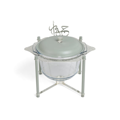 Jiwar Deluxe Gold Engraved Soup Buffet Mint Green & Silver | Luxury Serveware