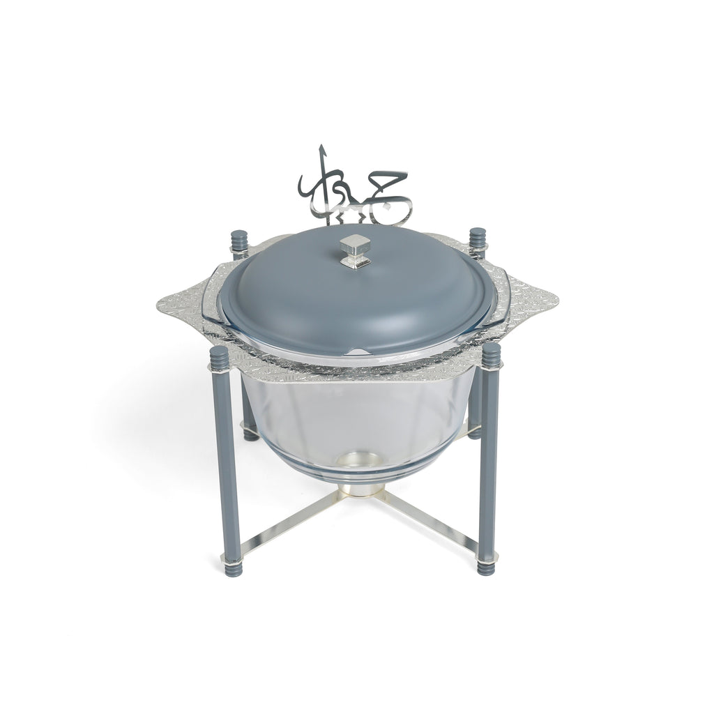 Jiwar - Deluxe Gold Engraved Soup Buffet - Haze BLue &Silver