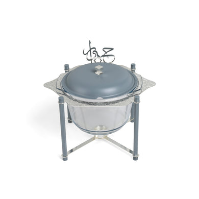 Jiwar - Deluxe Gold Engraved Soup Buffet - Haze BLue &Silver