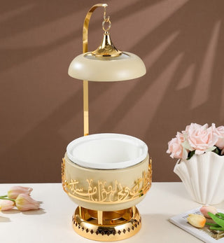 Jiwar 2.5-Liters Chafer – Ivory & Gold, Elegant Food Warmer for Small Gatherings