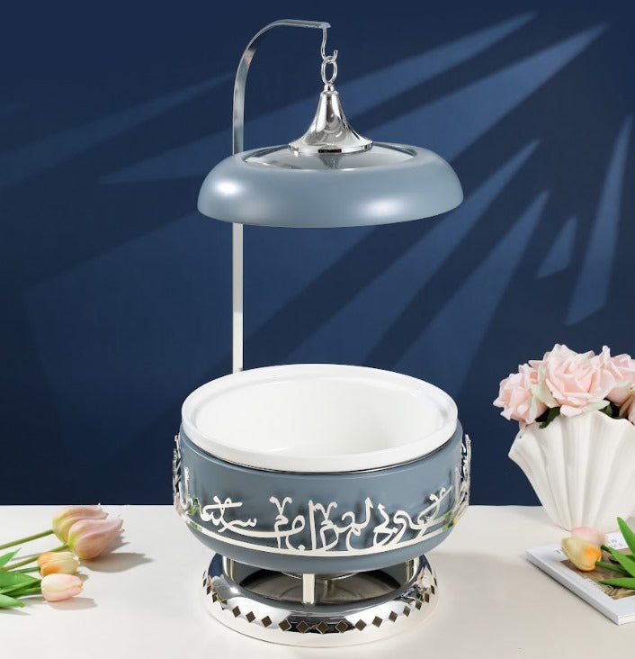 Jiwar 6-Liters Chafer – Haze Blue & Silver, Large Buffet Food Warmer for Events