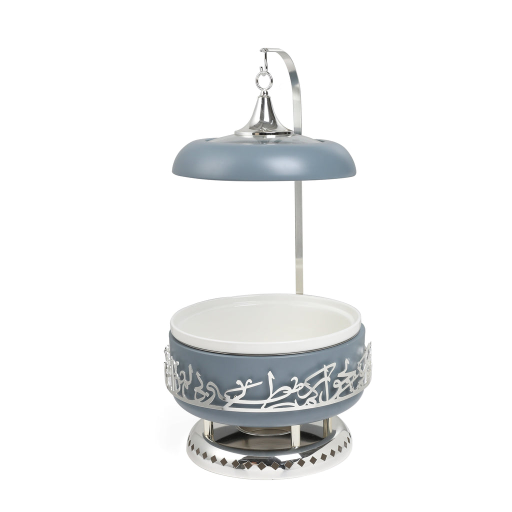 Jiwar 6-Liters Chafer – Haze Blue & Silver, Large Buffet Food Warmer for Events
