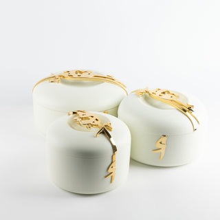 Liqa’a Food Thermos & Warm Serve Set (3-Piece) – Pearl White & Gold