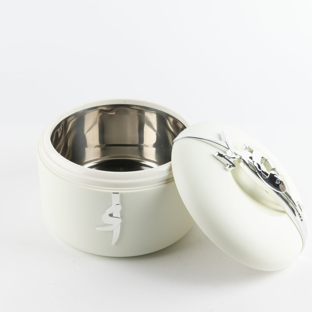 Liqa'a - Food Thermos/ Warm Serv (Set of 3) - Pearl White & Silver