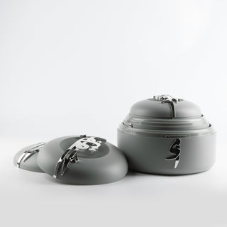 Liqa’a Food Thermos & Warm Serve Set (3-Piece) – Grey & Silver