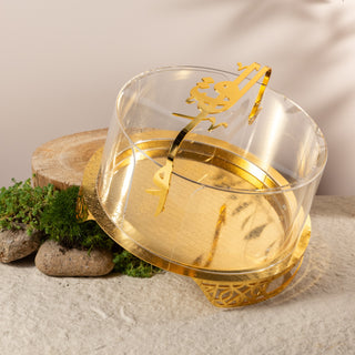 Liqa'a - Large Sleek Plate Stand - Gold