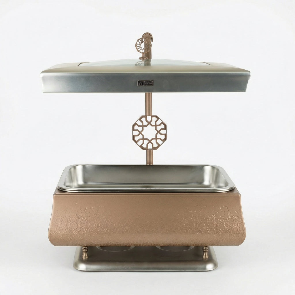 Nourhan -  6L Premium Rectangular Chafer - Bronze & Silver
