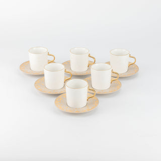 Nourhan - Espresso/Turkish Coffee Set (12-Pc) - Beige & Gold-2