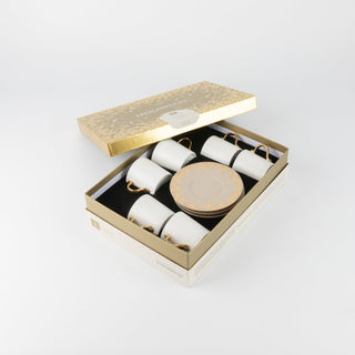 Nourhan - Espresso/Turkish Coffee Set (12-Pc) - Gold & Beige