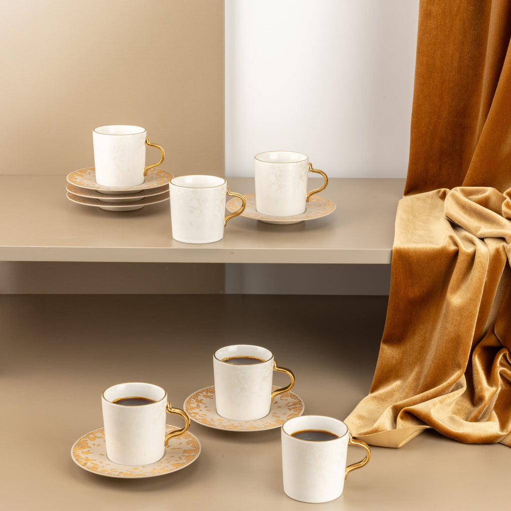 Nourhan - Espresso/Turkish Coffee Set (12-Pc) - Beige & Gold-2