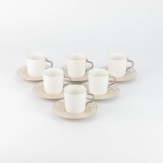Nourhan - Espresso/Turkish Coffee Set (12-Pc) - Beige & Silver