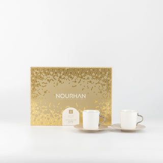 Nourhan - Espresso/Turkish Coffee Set (12-Pc) - Beige & Silver