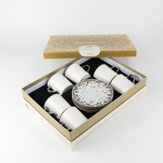 Nourhan - Cappuccino Set (12-Pc) - Bronze & Silver