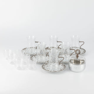 Nourhan -  Tea Set (19-Pc) - Bronze & Silver