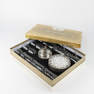 Nourhan -  Tea Set (19-Pc) - Bronze & Silver