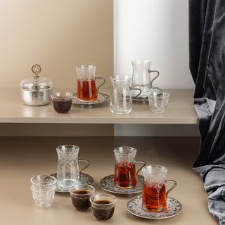 Nourhan -  Tea Set (19-Pc) - Bronze & Silver