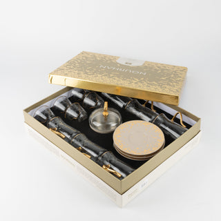 Nourhan -  Tea Set (19-Pc) - Beige & Gold