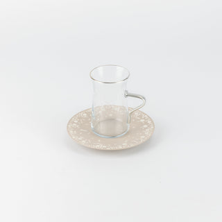 Nourhan -  Tea Set (19-Pc) - Beige & Silver