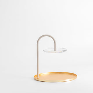 Nourhan - 2 Tier Plate - Gold & Beige