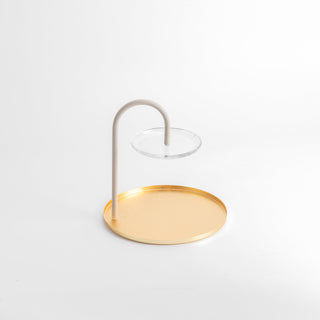 Nourhan - 2 Tier Plate - Gold & Beige