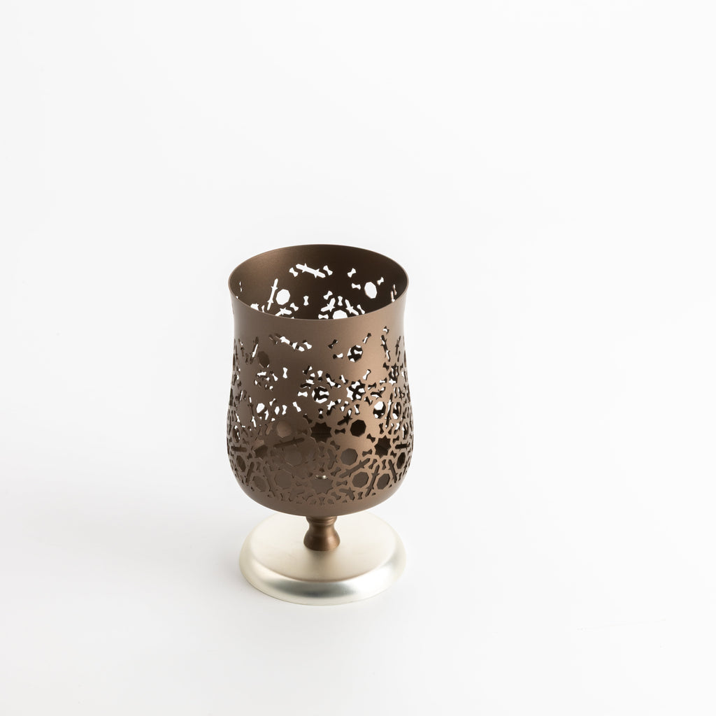 Nourhan - Medium Candle Holder  - Bronze & Silver