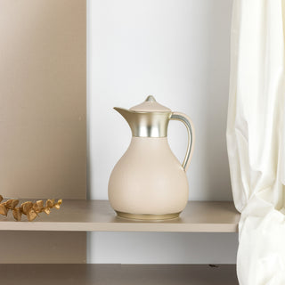 Nourhan - Vacuum Flask/Thermos - Beige & Matt Silver