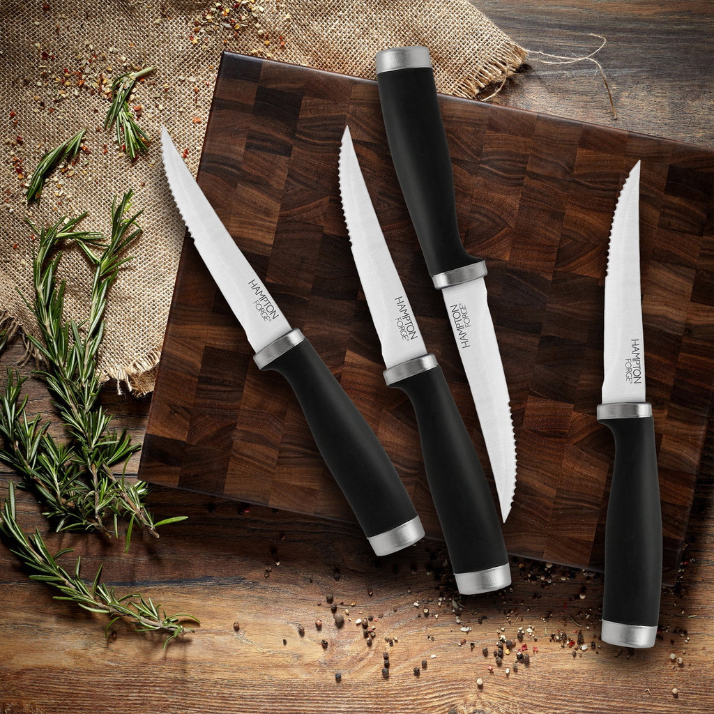 Hampton Forge Epicure Black Steak Knives, Set of 4, plastic/stainless-steel (view 3)
