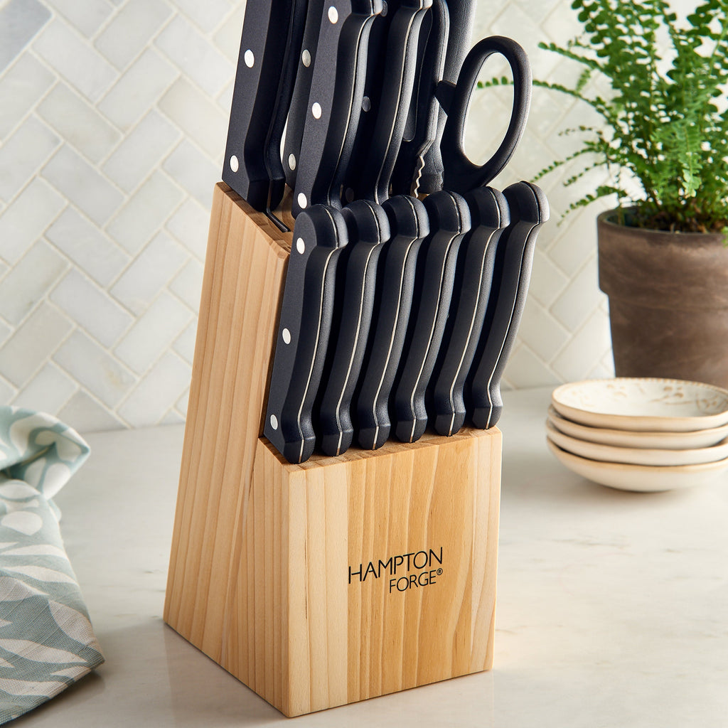 Hampton Forge Brighton 14-Piece Cutlery Block Set, wood/acacia/stainless (view 2)