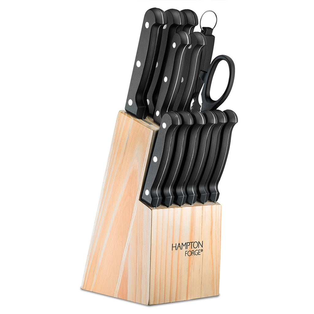 Hampton Forge Brighton 14-Piece Cutlery Block Set, wood/acacia/stainless