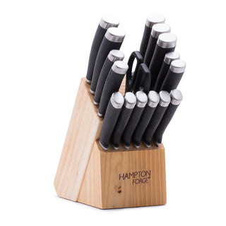 Hampton Forge Epicure Black 17-Piece Cutlery Block Set, plastic/stainless-steel