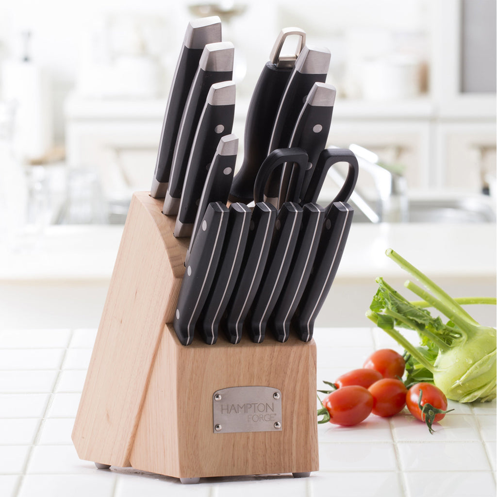 Hampton Forge Continental 15-Piece Cutlery Block Set, stainless steel/wood/abs (view 4)