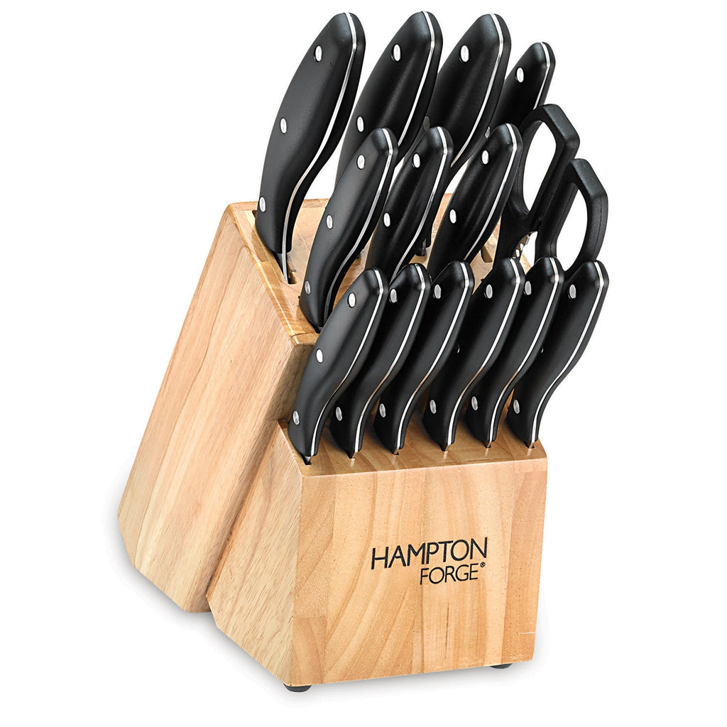 Hampton Forge Rochester 15-Piece Cutlery Block Set, wood/acacia/stainless