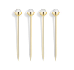 Hospitality Cocktail Picks, Gold & Crystal, Set of 4