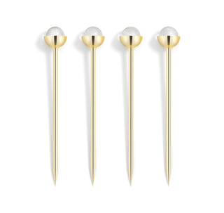 Hospitality Cocktail Picks, Gold & Crystal, Set of 4