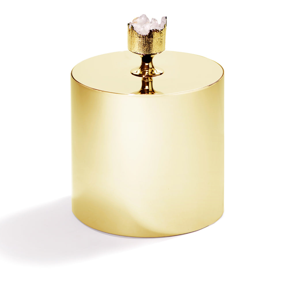 Gemstone Hospitality Ice Bucket – Gold-Plated with Crystal Quartz Topper