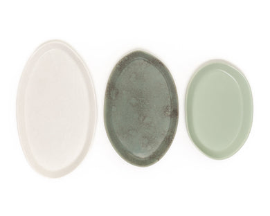 HAAND Oval Platter Set – 3-Piece Handcrafted Porcelain Serving Collection
