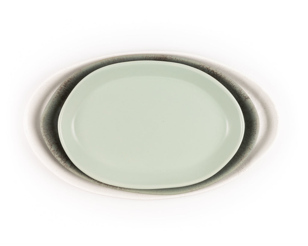 HAAND Oval Platter Set – 3-Piece Handcrafted Porcelain Serving Collection