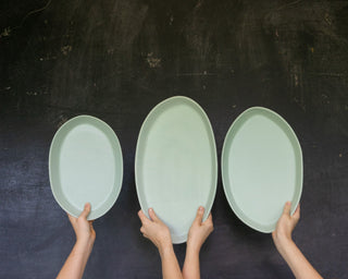 HAAND Oval Platter Set – 3-Piece Handcrafted Porcelain Serving Collection