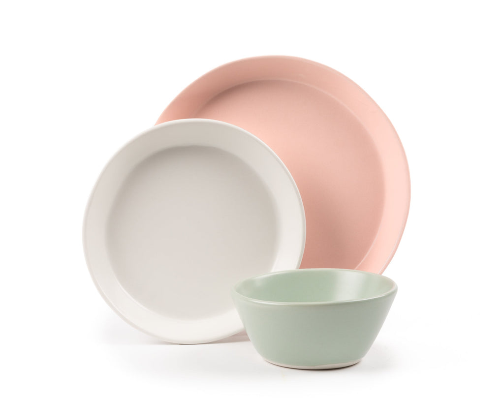 HAAND Skali Coupe 3-Piece Dinner Setting – Handcrafted Porcelain Place Setting