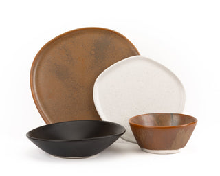 HAAND Ripple 4-Piece Dinner Setting – Handcrafted Porcelain Dinnerware Set