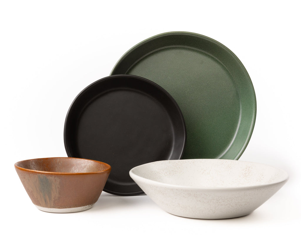 HAAND Skali Coupe 4-Piece Dinner Setting – Handcrafted Porcelain Dinnerware Set
