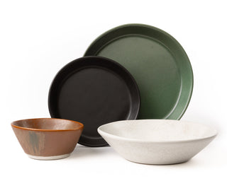 HAAND Skali Coupe 4-Piece Dinner Setting – Handcrafted Porcelain Dinnerware Set