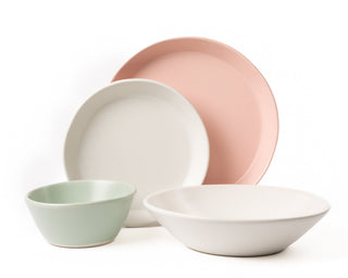HAAND Skali Coupe 4-Piece Dinner Setting – Handcrafted Porcelain Dinnerware Set